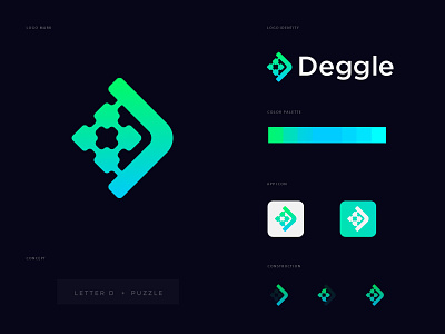 letter D and puzzle logo concept
