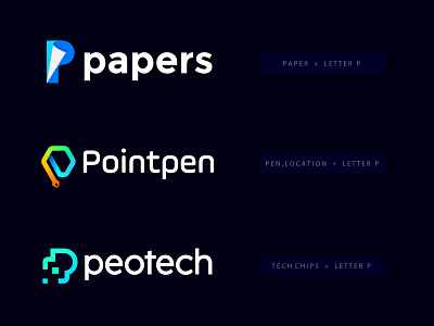 Modern P letter Logos abstract brand identity branding business concept creative doc files letter mark location logo logodesigns logos modern office paper point saas startup tech