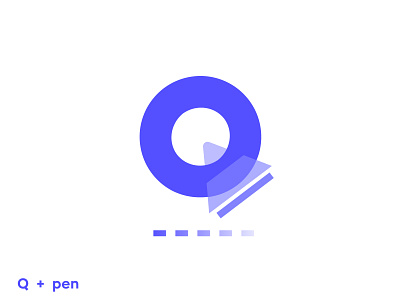 Letter Q + Writing pen logo design concept