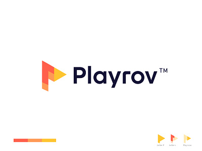 Player/media + P + r logo design concept