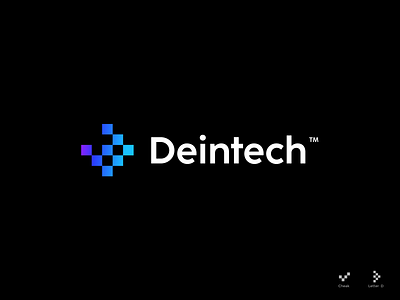 Deintech logo design concept artificial intelligence blockchain blocks branding concept crypto developer letter mark logo logo design programming software tech logo technology