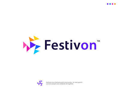 Festivon - Festival logo design abstract branding celebrate community connect creative events festival holidays logo logo design logo mark monogram symbol tent winter