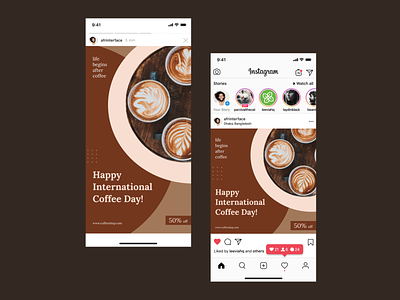 Instagram Post | Coffee Day ☕ ad design coffee day design flat free graphic design illustration instagram international media mockup post social story ui