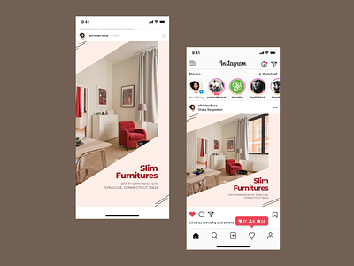 Instagram Post | Furniture Brand Post 🪑 ad design brand clean design flat free furniture graphic design illustration instagram media modern post slim social story ui