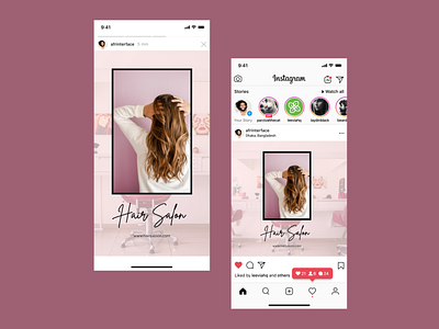 Instagram Post | Hair Salon Post 💇‍♀️ ad design design flat free graphic design hair illustration instagram media modern post salon slick slim social story ui
