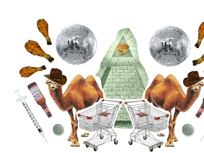 America in a Nutshell animal collage corrupt drugs money