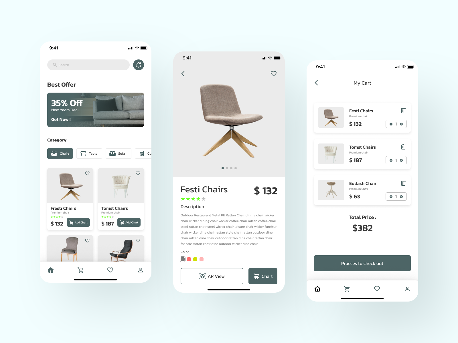 E Commerce Furniture App by UI/UX Khaldra on Dribbble