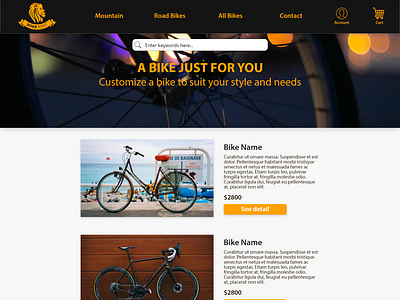 Roar Bikes Homepage Design