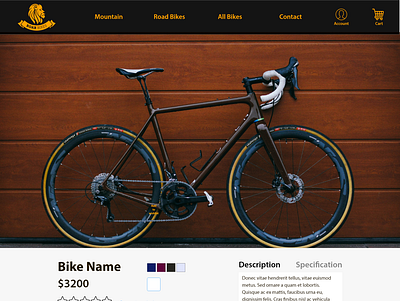 Roar Bikes Product Page Design adobe xd bikes design roar roar bikes ui ui design ui ux ui ux design