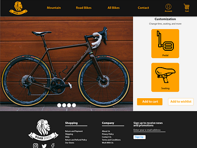 Roar Bikes Customization Page