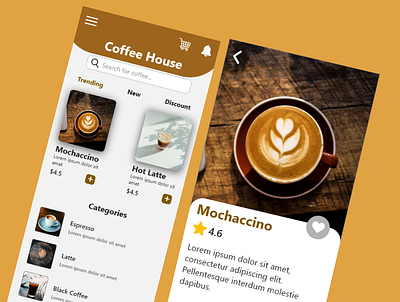 Coffee House UI Design adobe xd app application coffee design ui ui design ui ux design
