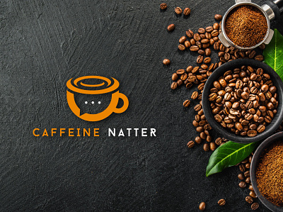 Caffeine natter animation branding chat clean coffee design flat illustration insignia logo logos minimal minimalist minimalistic modern modern logo typography web website