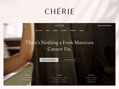 Cherie — Beauty Salon WordPress Theme animation beauty salon booking cosmetic shop elementor hair hairdresser nail open hours service menu spa theme ui ux video web woocomerce woocommerce theme wordpress