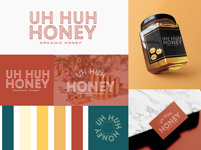 Uh Huh Honey Branding brand design branding business card color contemporary food honey jar logo design logos orange organic packaging print website