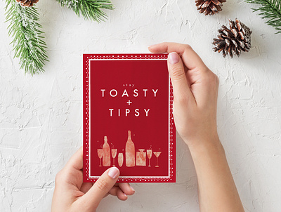 Stay Toasty + Tipsy card celebrate christmas color design drink funny graphic greeting card holiday holiday card humor illustration pattern print red stationery