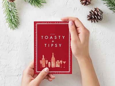 Stay Toasty + Tipsy card celebrate christmas color design drink funny graphic greeting card holiday holiday card humor illustration pattern print red stationery