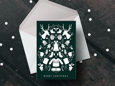 Merry Christmas Holiday Card card design christmas design graphic green greetingcard holiday card holidays illustration invitation merry christmas motif pattern print stationery symmetry