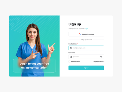 Healthcare Registration Page animation branding graphic design health consultation healthcare login logo signup ui