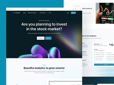 MyAnalyst ~ Stock Market Website Design 📊 app bitcoin cryptocurrency ico crypto invest investment landing page stock stock market template trading ui web design website