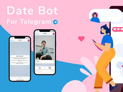 Date Bot for Telegram concept Idea app design ill illustration love matchmaking ui ux