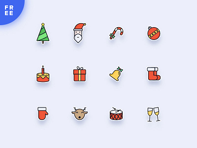 Merry Christmas Dribbblers christmas colorful freebies icons