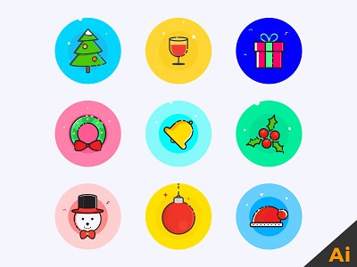Xmas Icons freebie ai christmas colourful freebies icons