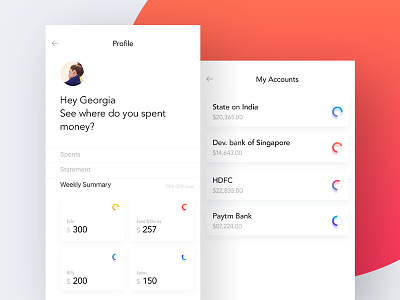 Profile screen of expense tracker app account android app app design ios profile visual design
