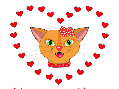cat in love a gift for her a gift for him cat in love heart illustration kitten love lovers