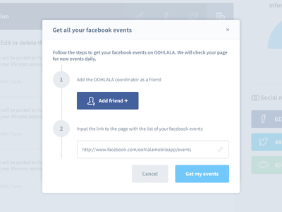 Facebook events modal