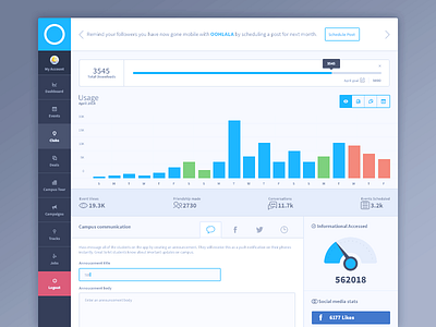 OOHLALA! control panel dashboard meter nav oohlala oohlala mobile stats timeline ui