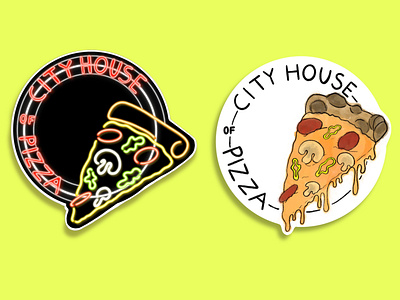 City House of Pizza Stickers branding minimal