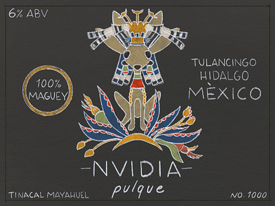 Pulque Alcohol Label branding flat illustration minimal