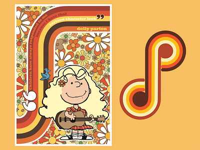 Dolly Parton x Peanuts branding illustration