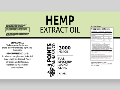 Hemp Loil Bottle Label Design cbd label hemp oil