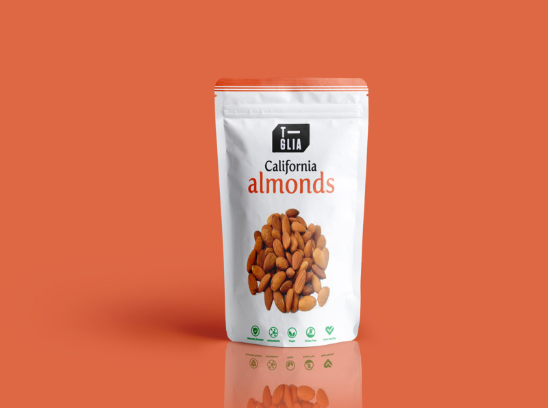 california almond pouch label design by Grafixers on Dribbble