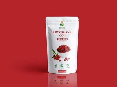 Raw Organic Goji Berries pouch label design