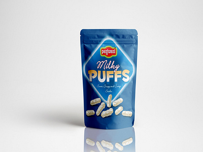 Milky puffs pouch label design