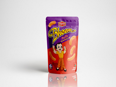 Bheem Puffs pouch label design