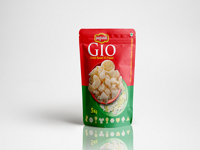 Gio Cereal Based 3D Papad Pouch label design