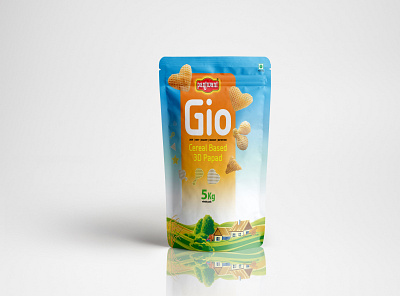 Gio Cereal Based 3D Papad Pouch label design cbd label coffeecupdesign copdesign design food packaging hemp oil illustration label design logo mockup packaging design packahingdesign productdesign papercupdesign cupdesign papercupdesign packagingdesign pouch pouch design pouch label design pouch mockup pouch packaging pouch sticker label stand up pouch label design