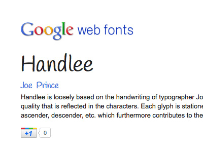 Handlee Google Web Font