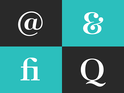 Glyphs ampersand at symbol fi font glyphs ligature q serif typography