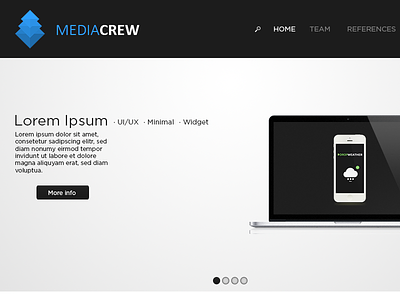 Mediacrew portfolio black concept blue clean homepage intersensus mediacrew minimal portfolio simple ui website