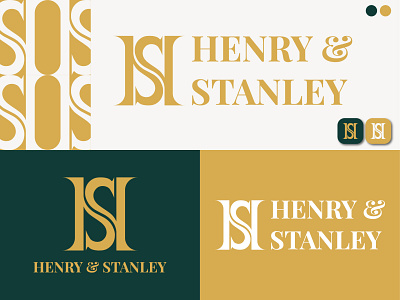Henry & Stanley Logo abstract brand brand identity branding branding concept business design elegant gold illustration logo logo mark logos luxury typeface vector