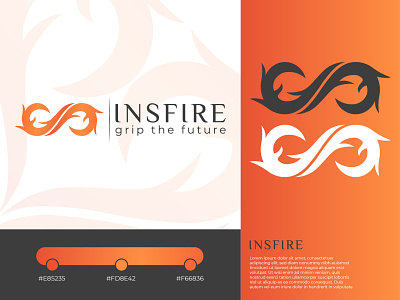 INSFIRE Logo abstract brand brand identity branding business logo creative logo fire logo graphic design illustration infinity logo logo logo design logotype modern logo social symbol