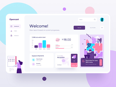 Opencart - Commercial Dashboard application branding color profile creative dashboard data analytics design ecommerce icon illustration logo management system minimal typography ui ux product vector