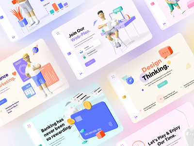 Colorful Minimal 3D Web Headers