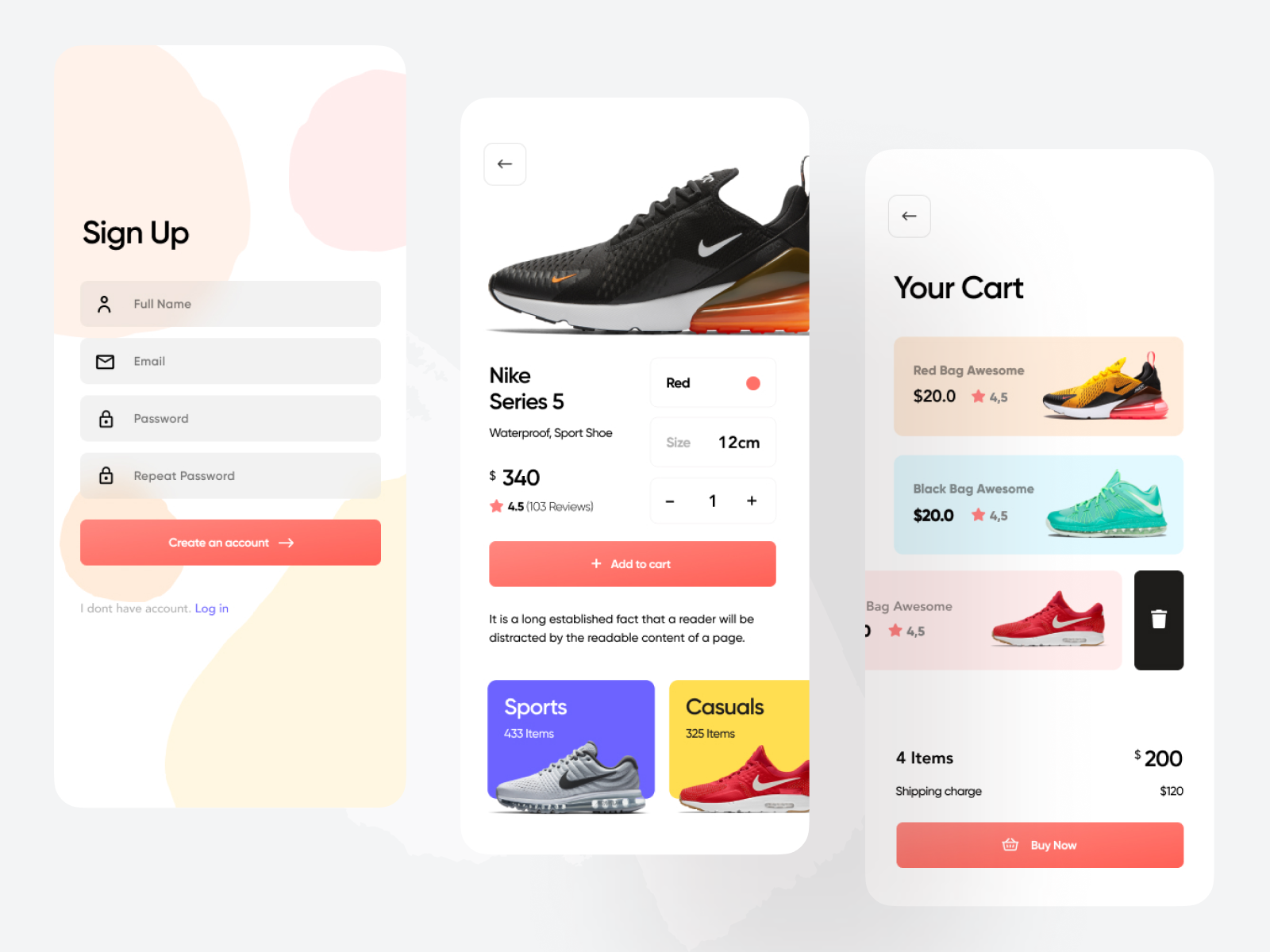Shoe Shop Mobile App UI Design by Ali Sayed on Dribbble