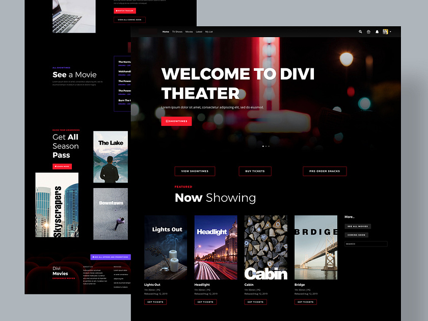 Movie Theatre layout pack | Divi by Ali Sayed for Elegant Themes on ...