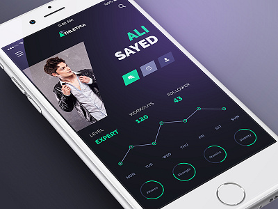 Athletica Profile Page - Free Athletics App app dark dashboard ios ios 8 mobile profile screen sport statistics ui user interface